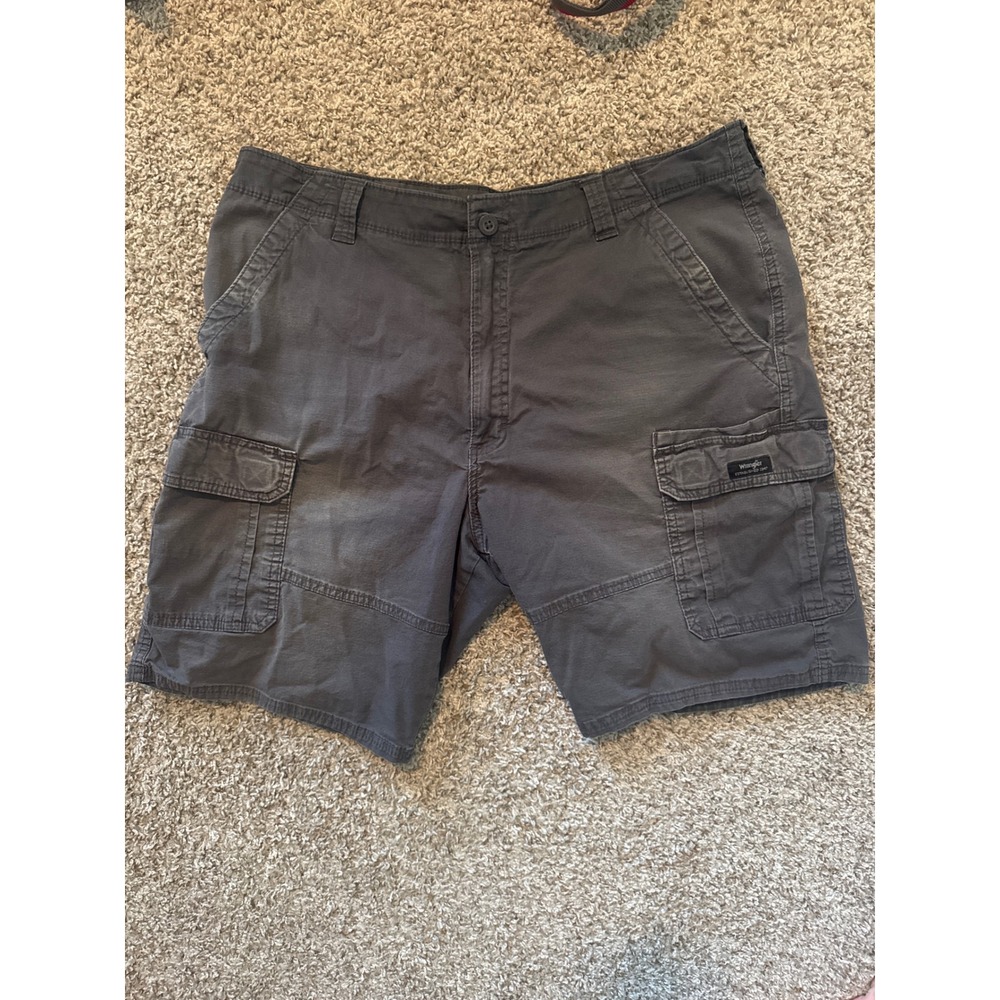 Wrangler Mens Relaxed Fit Cargo Shorts Dark Gray Charcoal Cotton Blend 38x10